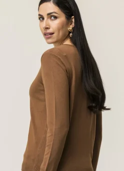 Piazza Italia Cardigan in maglia fine di viscosa con dettaglio bottoni effetto dorato - tabacco Marrone Discount