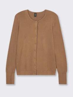 Piazza Italia Cardigan in maglia fine di viscosa con dettaglio bottoni effetto dorato - tabacco Marrone Discount