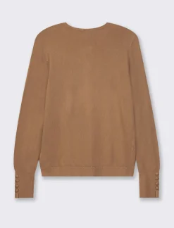 Piazza Italia Cardigan in maglia fine di viscosa con dettaglio bottoni effetto dorato - tabacco Marrone Discount