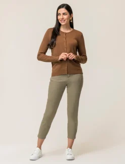 Piazza Italia Cardigan in maglia fine di viscosa con dettaglio bottoni effetto dorato - tabacco Marrone Discount