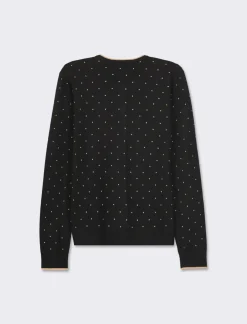 Piazza Italia Cardigan in morbido filato con motivo floccato stampato - Nero Outlet