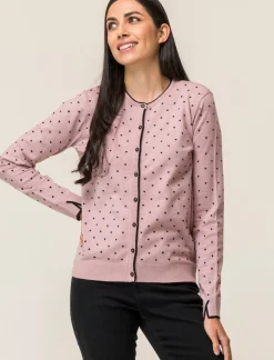Piazza Italia Cardigan in morbido filato con motivo floccato stampato - antico Rosa Cheap