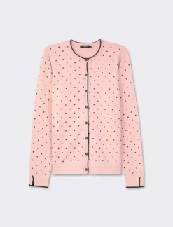 Piazza Italia Cardigan in morbido filato con motivo floccato stampato - antico Rosa Cheap