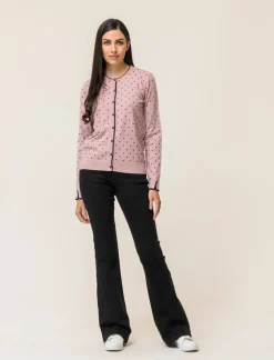 Piazza Italia Cardigan in morbido filato con motivo floccato stampato - antico Rosa Cheap
