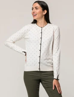 Piazza Italia Cardigan in morbido filato con motivo floccato stampato - Avorio Beige Store