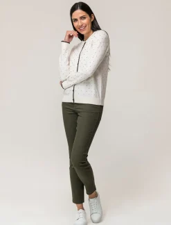 Piazza Italia Cardigan in morbido filato con motivo floccato stampato - Avorio Beige Store