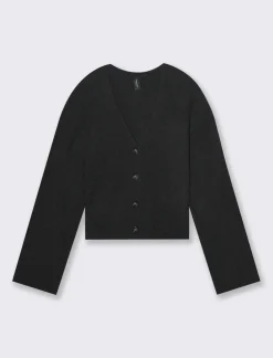 Piazza Italia Cardigan manica lunga con scollo a V e polso svasato - Nero New