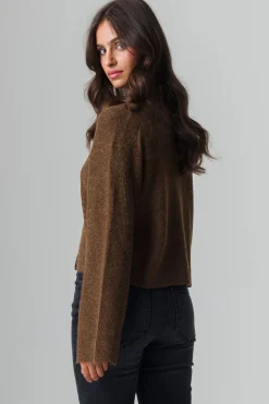 Piazza Italia Cardigan manica lunga con scollo a V e polso svasato - tabacco Marrone Clearance