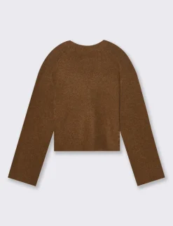 Piazza Italia Cardigan manica lunga con scollo a V e polso svasato - tabacco Marrone Clearance