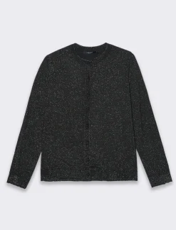 Piazza Italia Cardigan manica lunga giro collo in filo effetto metalizzato - Nero Discount