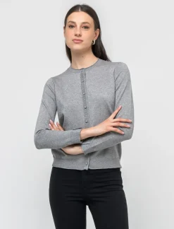 Piazza Italia Cardigan manica lunga giro collo in filo effetto metalizzato - melange Grigio Store