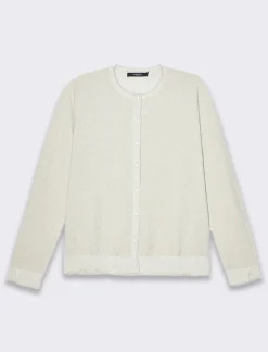 Piazza Italia Cardigan manica lunga giro collo in filo effetto metalizzato - Avorio Beige Clearance