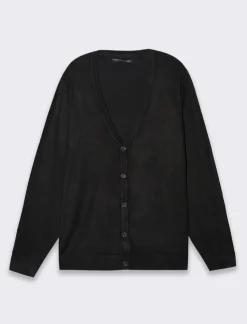 Piazza Italia Cardigan regular fitcon costina al collo - Nero Hot