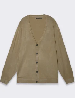 Piazza Italia Cardigan regular fitcon costina al collo - Grigio tortora Best Sale