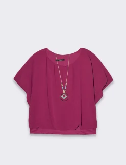 Piazza Italia Casacca a manica corta con collana - Magenta Fuxia Cheap