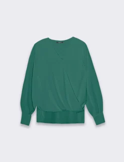 Piazza Italia Casacca a manica lunga con scollo ad incrocio - Verde Cheap