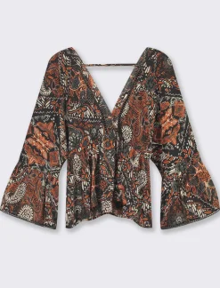 Piazza Italia Casacca ampia,stampata con scollo a V con inserti effetto metallizzato - var 1 Cheap