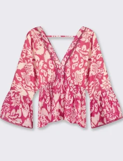 Piazza Italia Casacca ampia,stampata con scollo a V con inserti effetto metallizzato - var 2 Sale