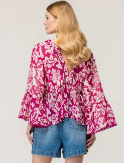 Piazza Italia Casacca ampia,stampata con scollo a V con inserti effetto metallizzato - var 2 Sale