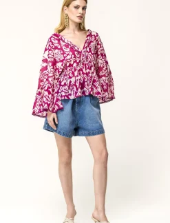 Piazza Italia Casacca ampia,stampata con scollo a V con inserti effetto metallizzato - var 2 Sale