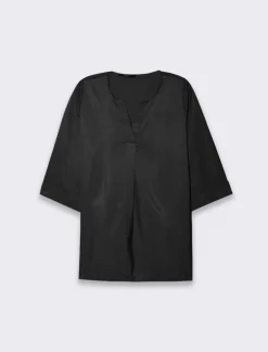 Piazza Italia Casacca con scollo a V e manica a 3/4 con risvolto. - Nero Best Sale