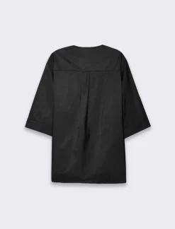 Piazza Italia Casacca con scollo a V e manica a 3/4 con risvolto. - Nero Best Sale