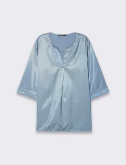 Piazza Italia Casacca con scollo a V e manica a 3/4 con risvolto. - Denim Blu Best