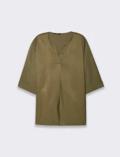 Piazza Italia Casacca con scollo a V e manica a 3/4 con risvolto. - Ve.milit. Verde Best