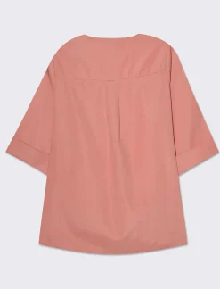 Piazza Italia Casacca con scollo a V e manica a 3/4 con risvolto. - Rosa Hot