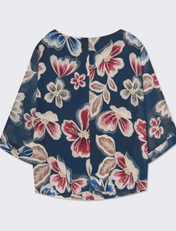 Piazza Italia Casacca fantasia con manica a 3/4 da donna - Blu Discount