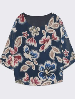 Piazza Italia Casacca fantasia con manica a 3/4 da donna - Blu Discount