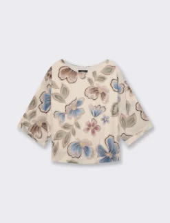 Piazza Italia Casacca fantasia con manica a 3/4 da donna - Bordeaux Rosso Best Sale