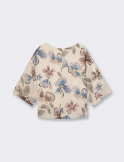 Piazza Italia Casacca fantasia con manica a 3/4 da donna - Bordeaux Rosso Best Sale