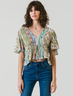 Piazza Italia Casacca fantasia e unita manica corta con arriccio in vita - var 1 Best