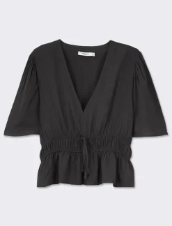 Piazza Italia Casacca fantasia e unita manica corta con arriccio in vita - Nero Hot