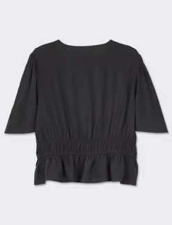 Piazza Italia Casacca fantasia e unita manica corta con arriccio in vita - Nero Hot