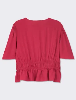 Piazza Italia Casacca fantasia e unita manica corta con arriccio in vita - rubino Rosso Clearance