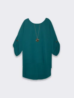 Piazza Italia Casacca girocollo con collana e manica a 3/4 - Ottanio Verde Online