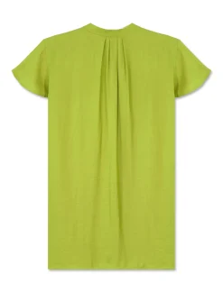 Piazza Italia Casacca in tessuto fluido, apertura scollo a V e maniche volant - pistacchio Verde Outlet