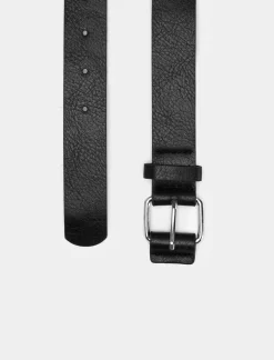 Piazza Italia Cintura basica martellata da uomo - Nero Discount