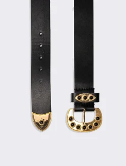 Piazza Italia Cintura con puntale e perline da donna - Nero Cheap