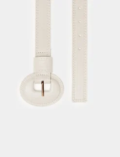 Piazza Italia Cintura da donna con fibbia rivestita - Beige Discount