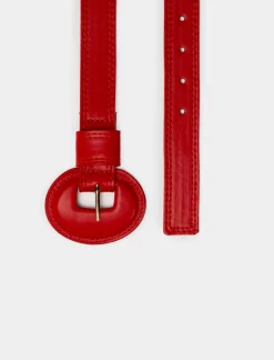 Piazza Italia Cintura da donna con fibbia rivestita - Rosso Online