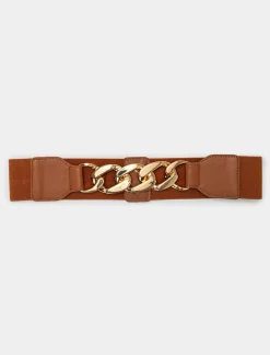 Piazza Italia Cintura da donna elastica con catena 70cm - 80cm - fango Grigio Shop