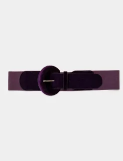 Piazza Italia Cintura da donna elastica con velluto - prugna Viola Shop