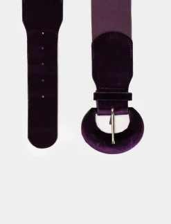 Piazza Italia Cintura da donna elastica con velluto - prugna Viola Shop