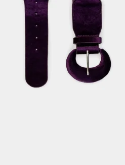 Piazza Italia Cintura da donna elastica con velluto - prugna Viola Shop