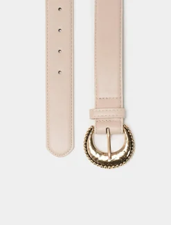 Piazza Italia Cintura da donna in finta pelle con fibbia dorata - Beige Outlet