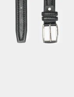 Piazza Italia Cintura da uomo con doppia cucitura centrale - Nero Cheap