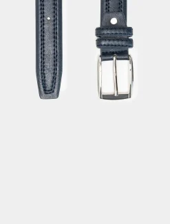Piazza Italia Cintura da uomo con doppia cucitura centrale - Blu Shop